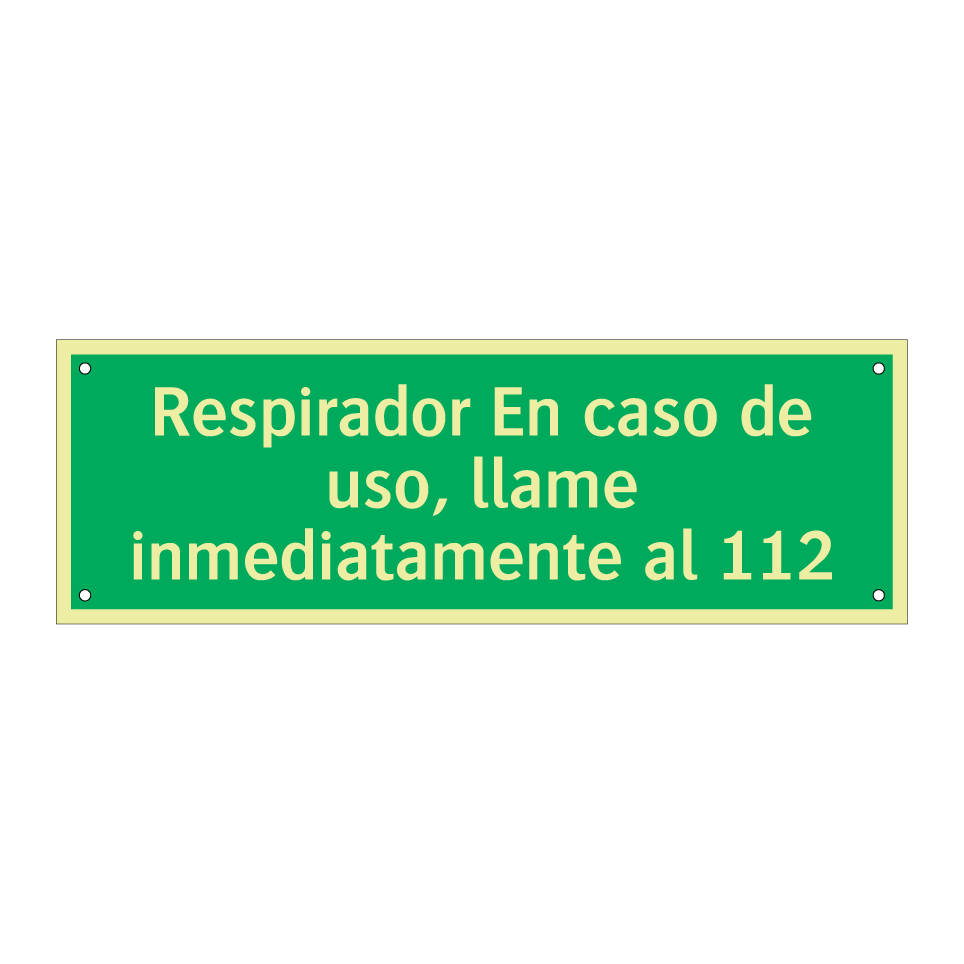 Respirador En caso de uso, llame inmediatamente al 112