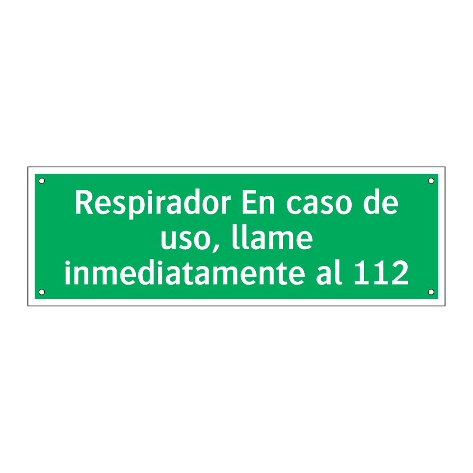 Respirador En caso de uso, llame inmediatamente al 112