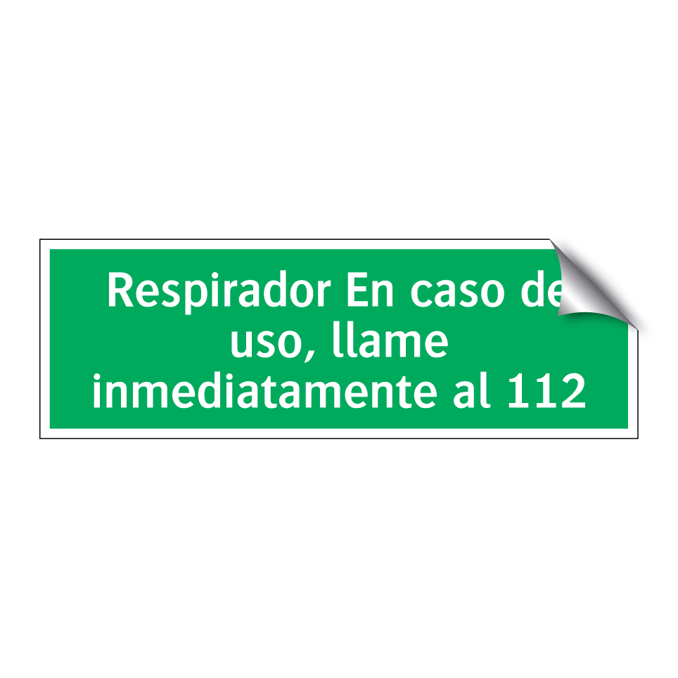 Respirador En caso de uso, llame inmediatamente al 112
