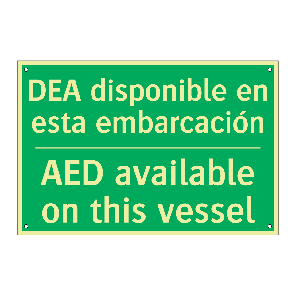 DEA disponible en esta /.../ - AED available on this vessel