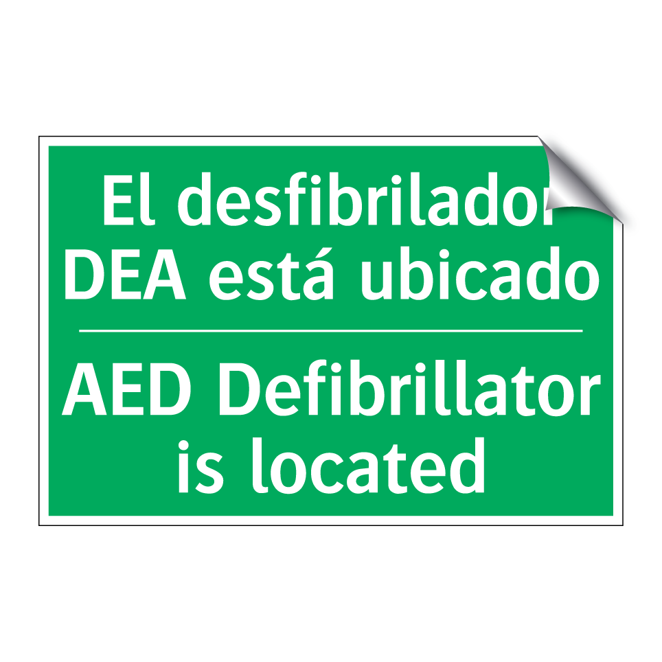 El desfibrilador DEA está /.../ - AED Defibrillator is located