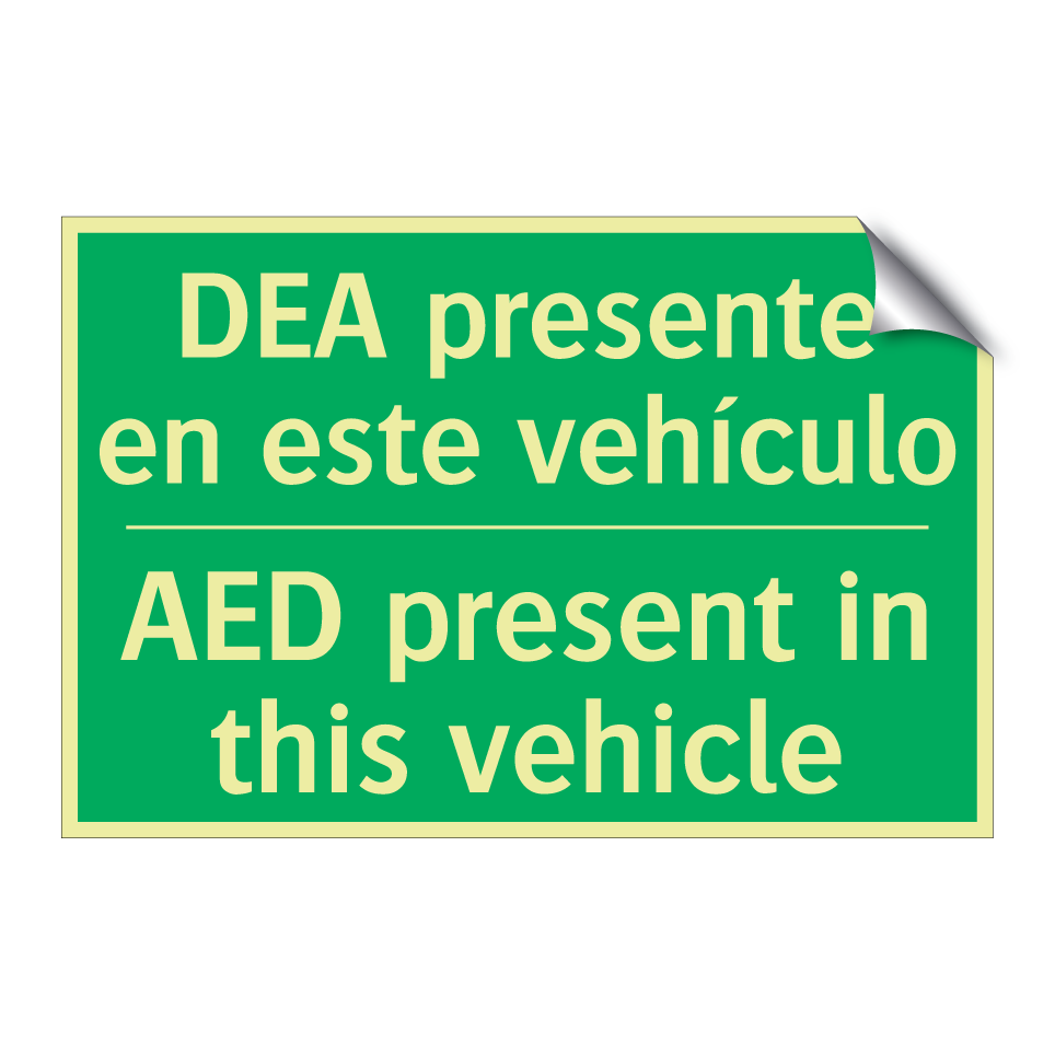 DEA presente en este vehículo - AED present in this vehicle