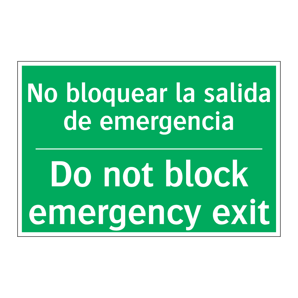No bloquear la salida de /.../ - Do not block emergency exit