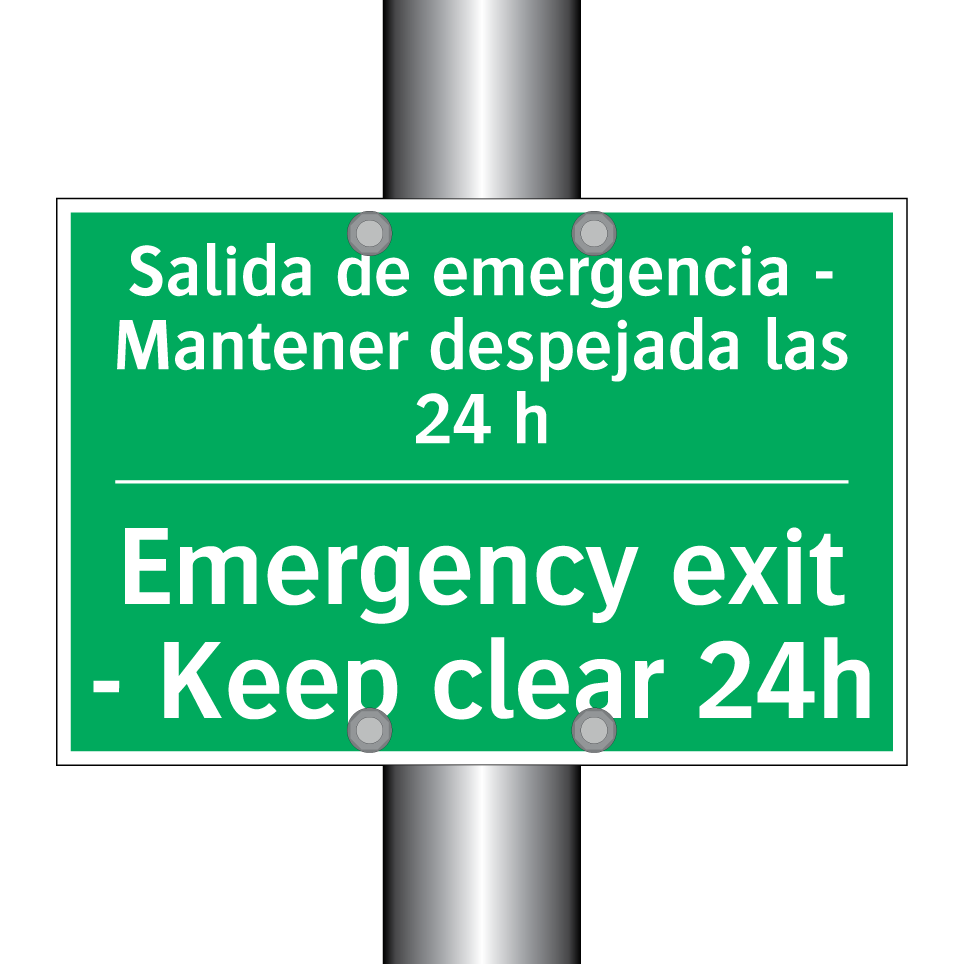 Salida de emergencia - /.../ - Emergency exit - Keep clear /.../