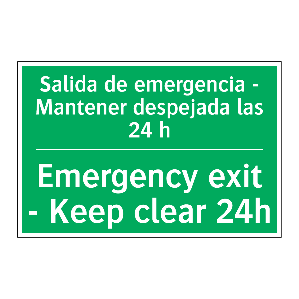 Salida de emergencia - /.../ - Emergency exit - Keep clear /.../