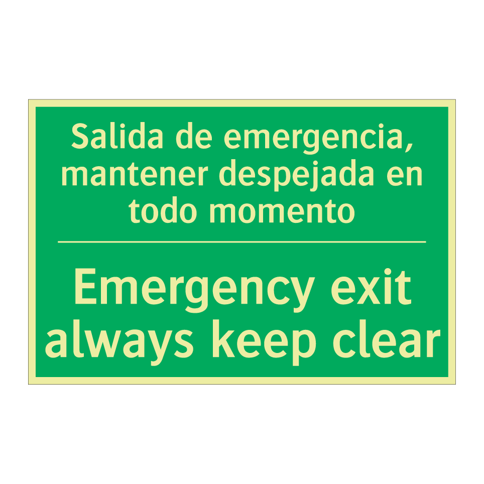 Salida de emergencia, /.../ - Emergency exit always keep /.../