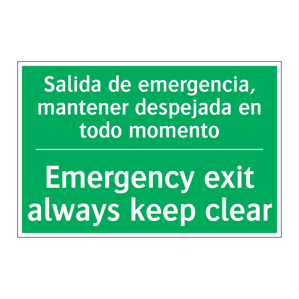 Salida de emergencia, /.../ - Emergency exit always keep /.../
