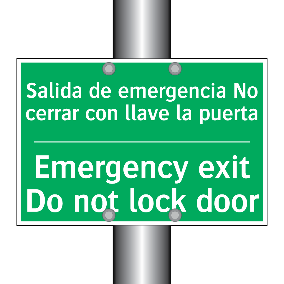 Salida de emergencia No /.../ - Emergency exit Do not lock /.../