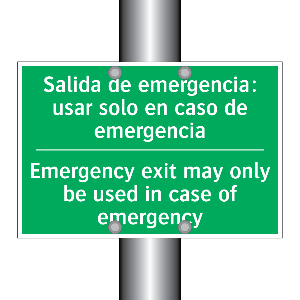 Salida de emergencia: usar /.../ - Emergency exit may only be /.../
