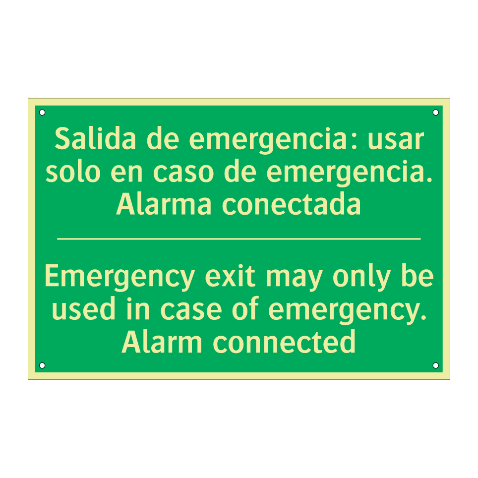 Salida de emergencia: usar /.../ - Emergency exit may only be /.../
