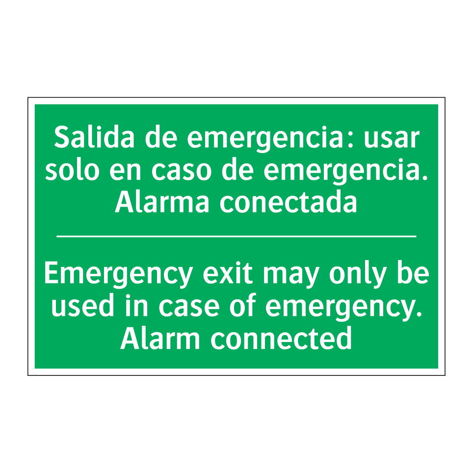 Salida de emergencia: usar /.../ - Emergency exit may only be /.../