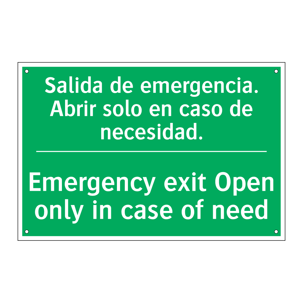 Salida de emergencia. Abrir /.../ - Emergency exit Open only in /.../
