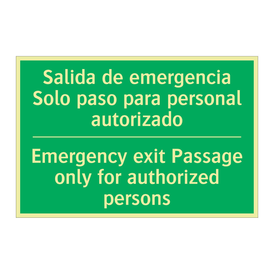 Salida de emergencia Solo /.../ - Emergency exit Passage only /.../