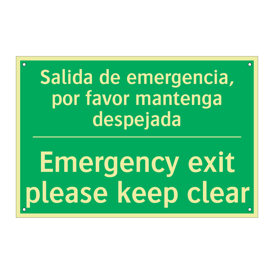 Salida de emergencia, por /.../ - Emergency exit please keep /.../