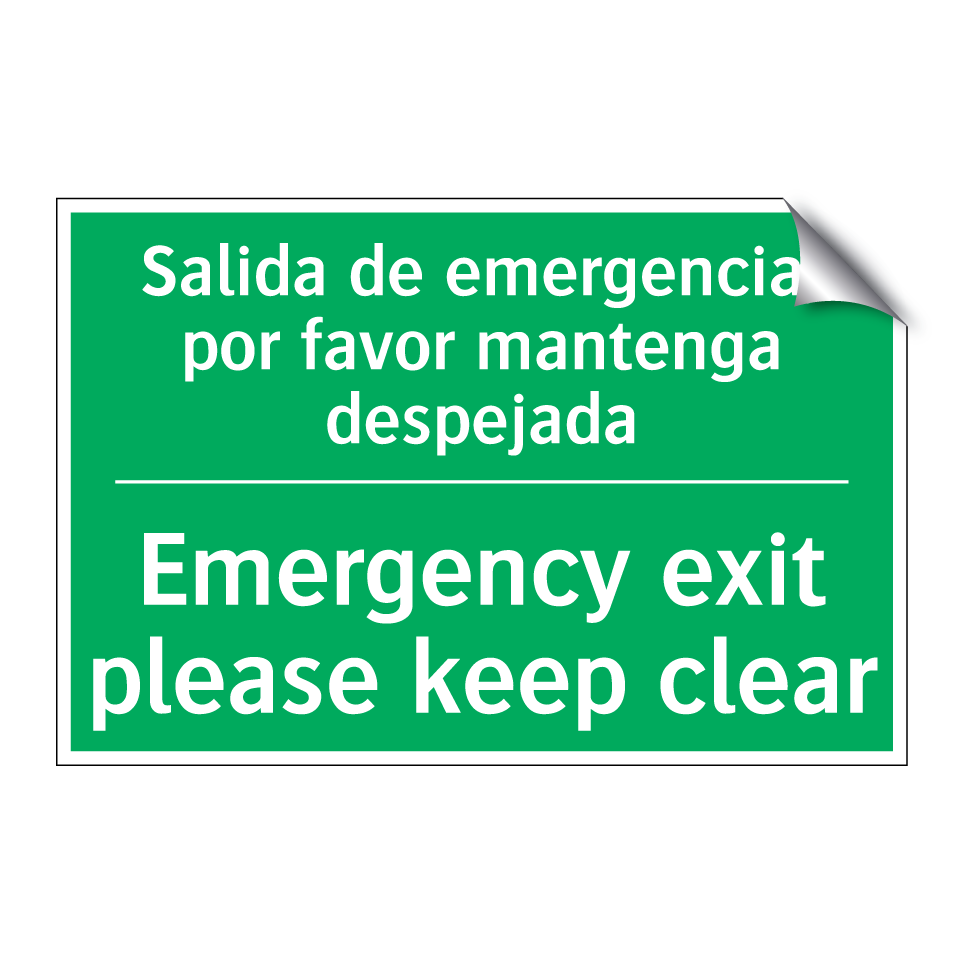 Salida de emergencia, por /.../ - Emergency exit please keep /.../