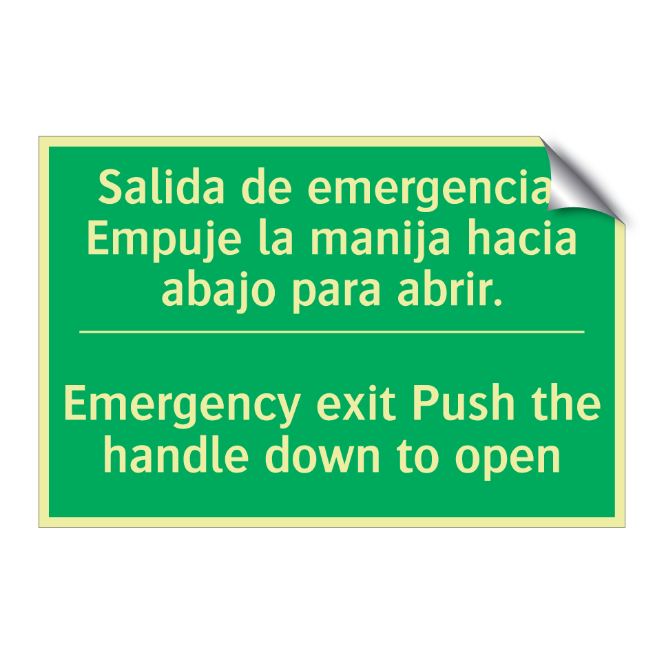 Salida de emergencia. Empuje /.../ - Emergency exit Push the /.../