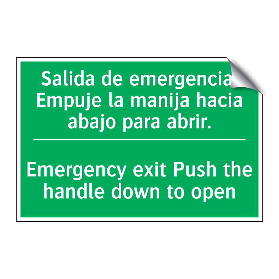 Salida de emergencia. Empuje /.../ - Emergency exit Push the /.../