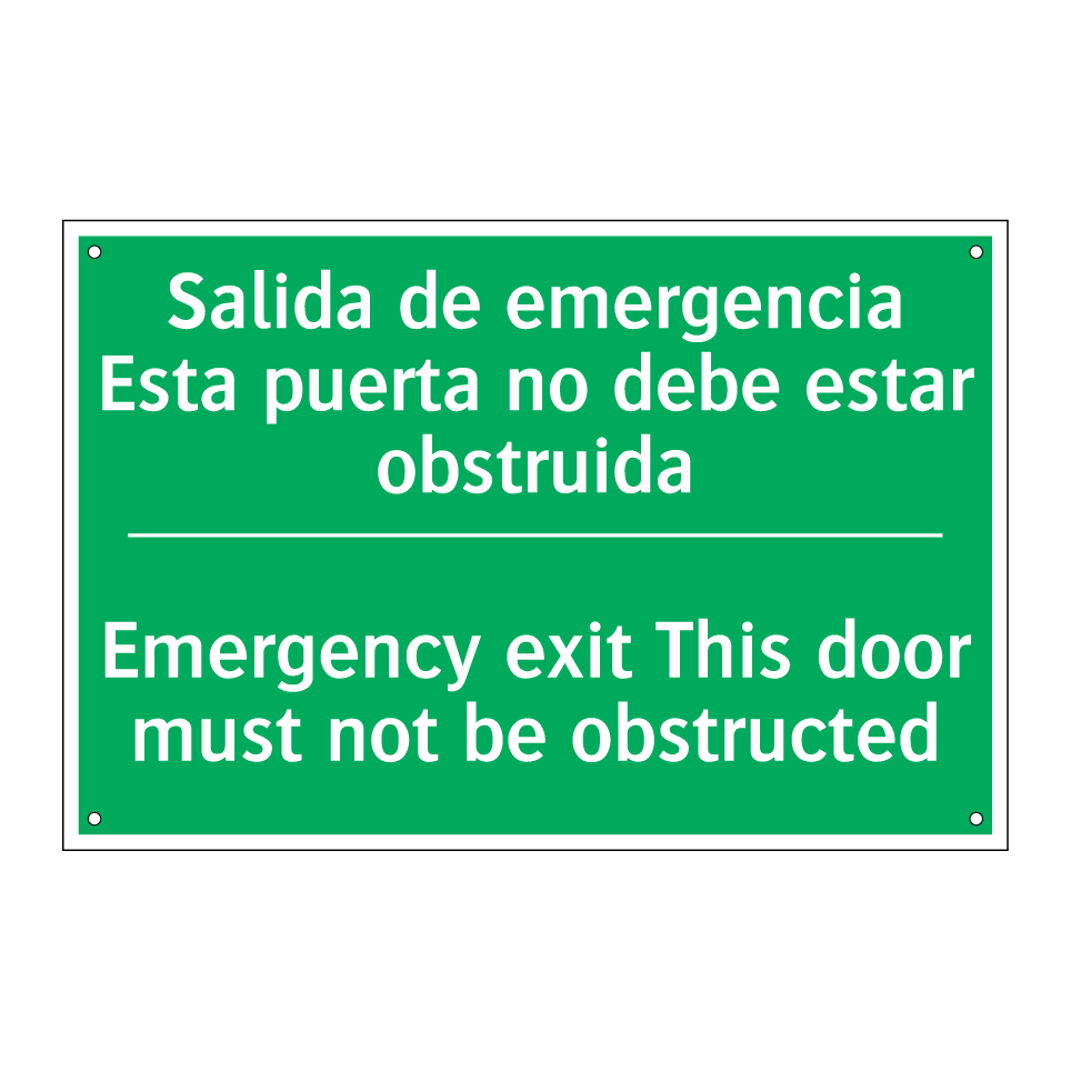 Salida de emergencia /.../ - Emergency exit This door must /.../