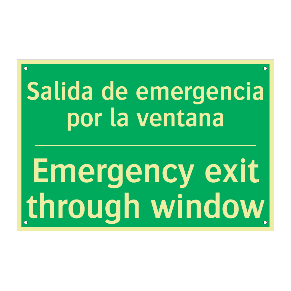 Salida de emergencia por la /.../ - Emergency exit through window