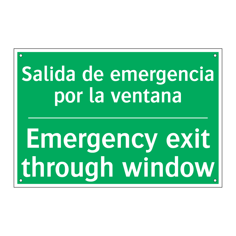 Salida de emergencia por la /.../ - Emergency exit through window