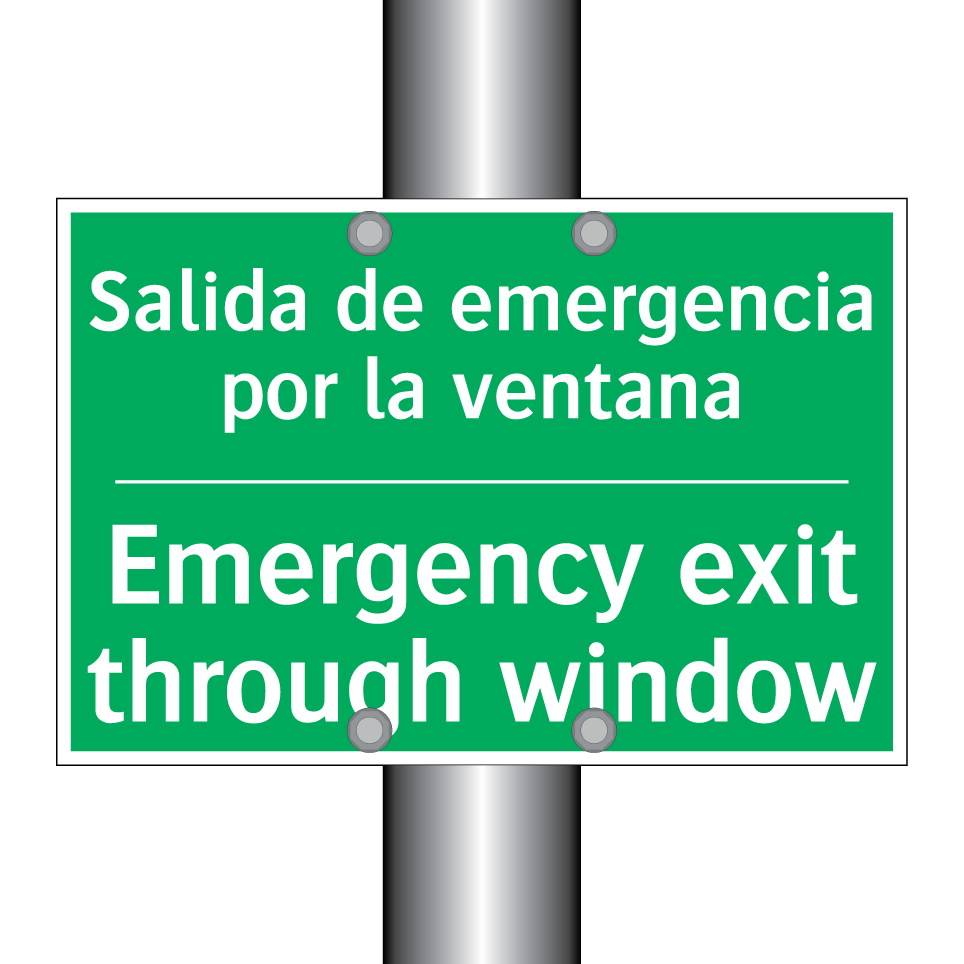 Salida de emergencia por la /.../ - Emergency exit through window