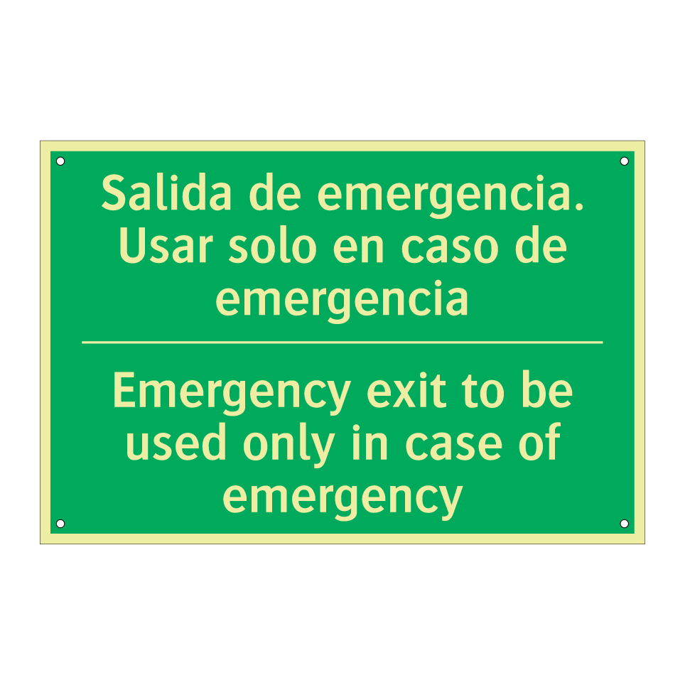Salida de emergencia. Usar /.../ - Emergency exit to be used /.../