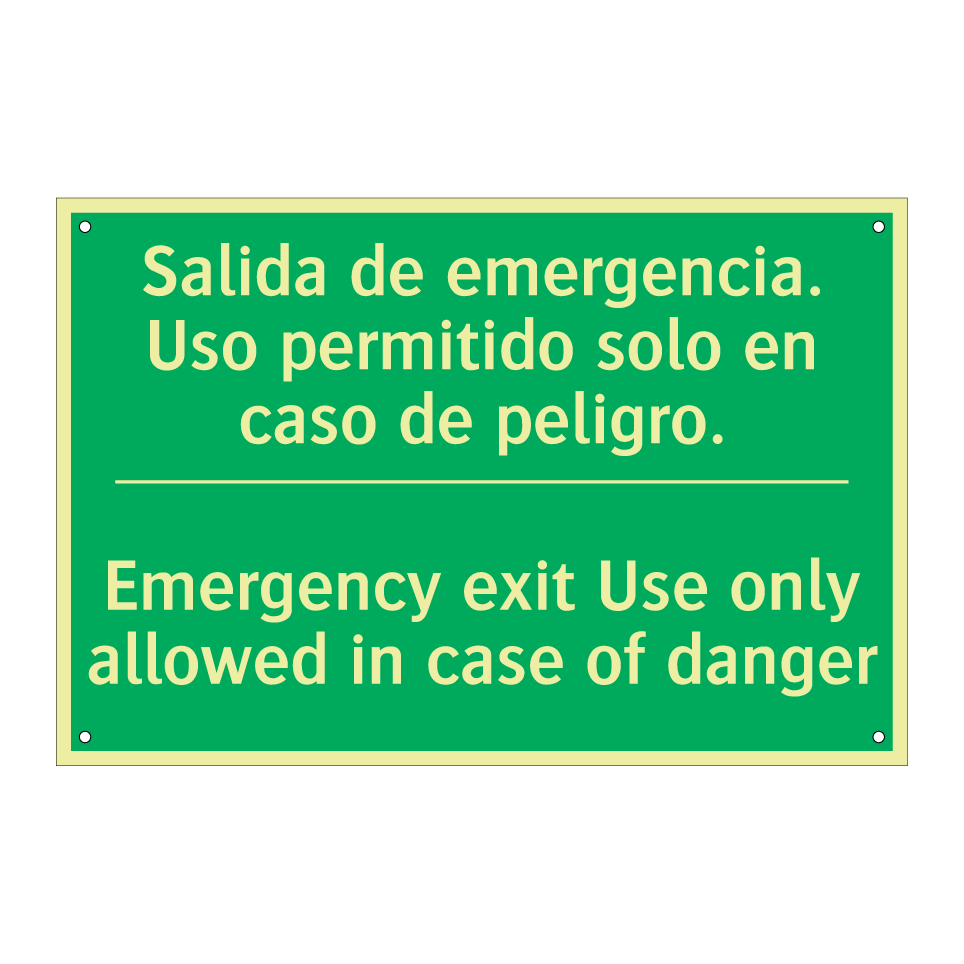 Salida de emergencia. Uso /.../ - Emergency exit Use only /.../