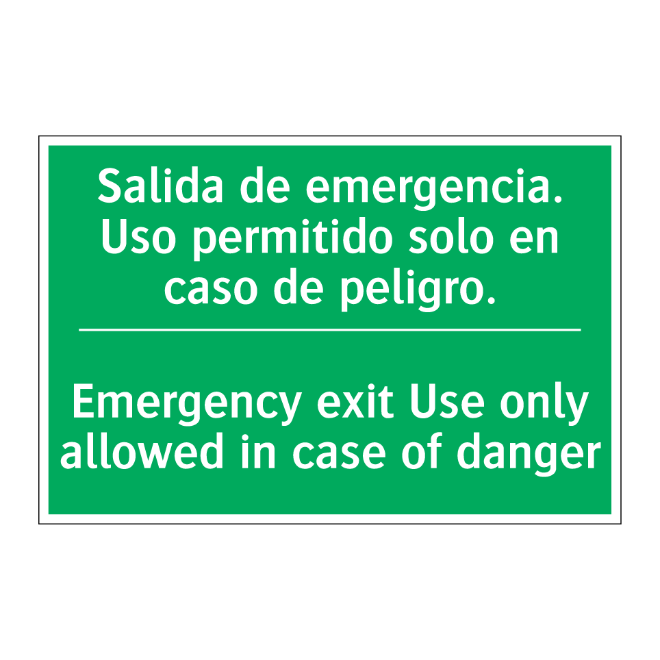 Salida de emergencia. Uso /.../ - Emergency exit Use only /.../