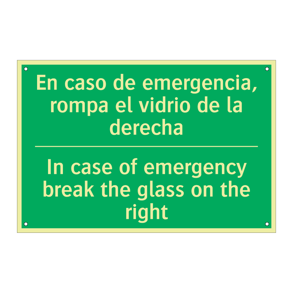 En caso de emergencia, rompa /.../ - In case of emergency break /.../