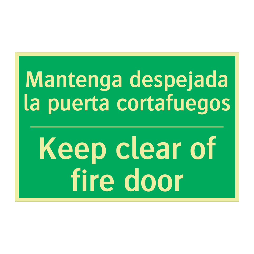 Mantenga despejada la puerta /.../ - Keep clear of fire door