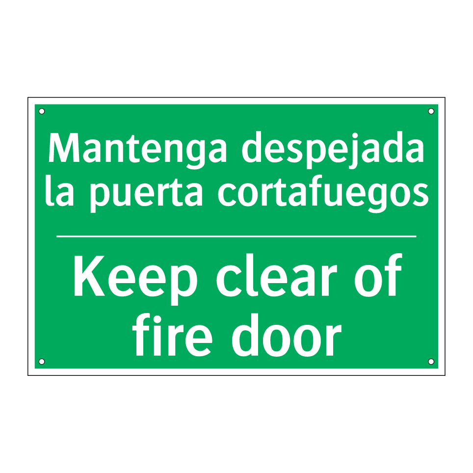 Mantenga despejada la puerta /.../ - Keep clear of fire door