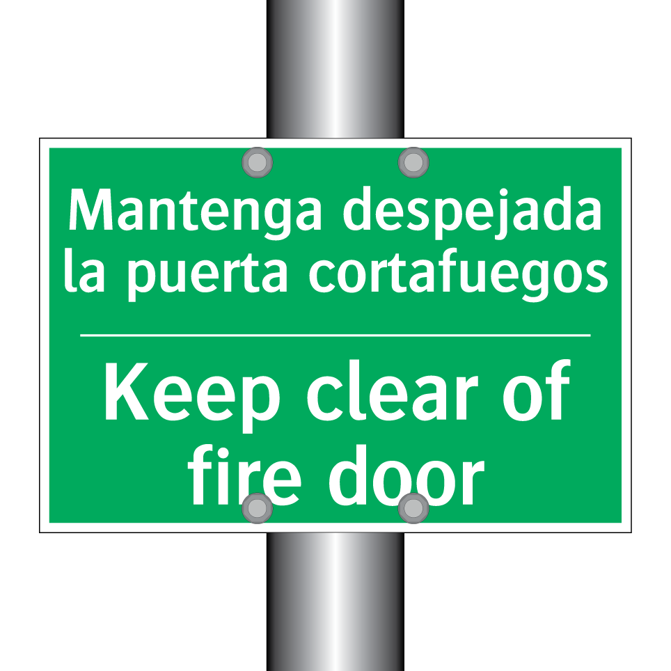 Mantenga despejada la puerta /.../ - Keep clear of fire door