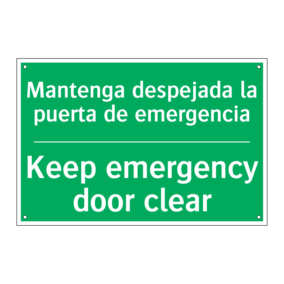 Mantenga despejada la puerta /.../ - Keep emergency door clear