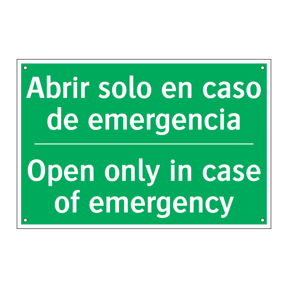 Abrir solo en caso de /.../ - Open only in case of emergency