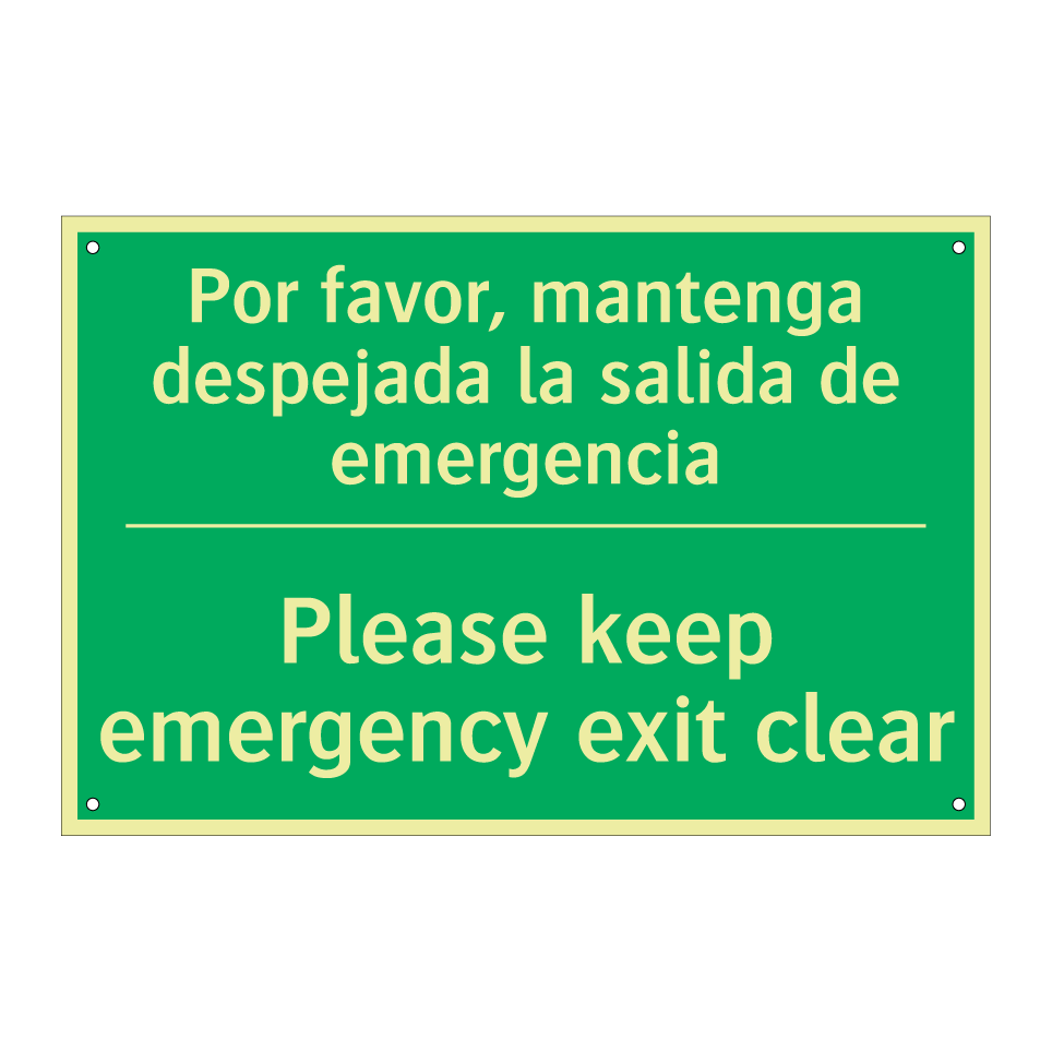 Por favor, mantenga despejada /.../ - Please keep emergency exit /.../
