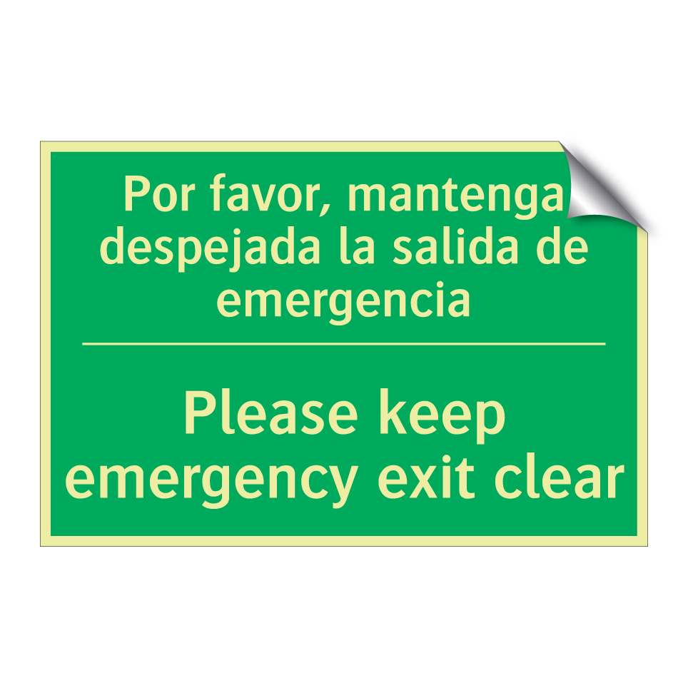 Por favor, mantenga despejada /.../ - Please keep emergency exit /.../