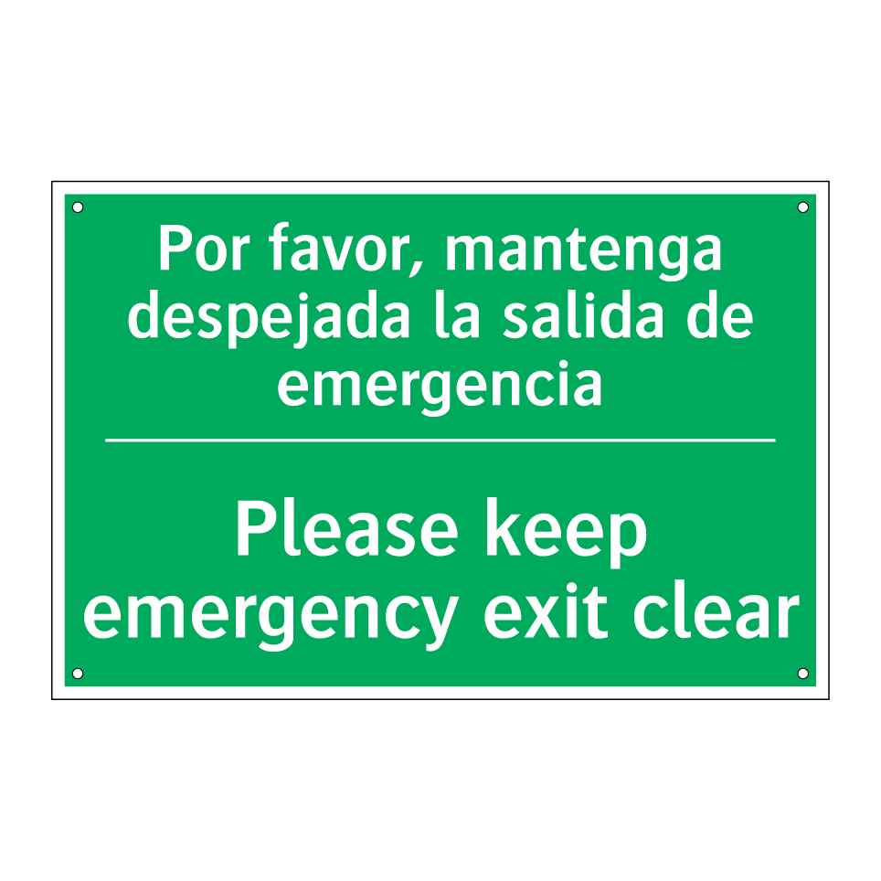 Por favor, mantenga despejada /.../ - Please keep emergency exit /.../