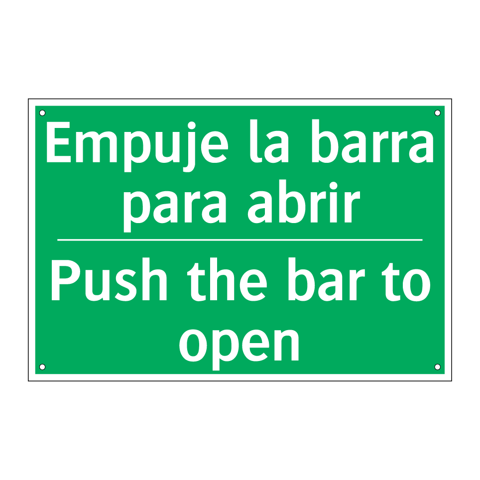 Empuje la barra para abrir - Push the bar to open