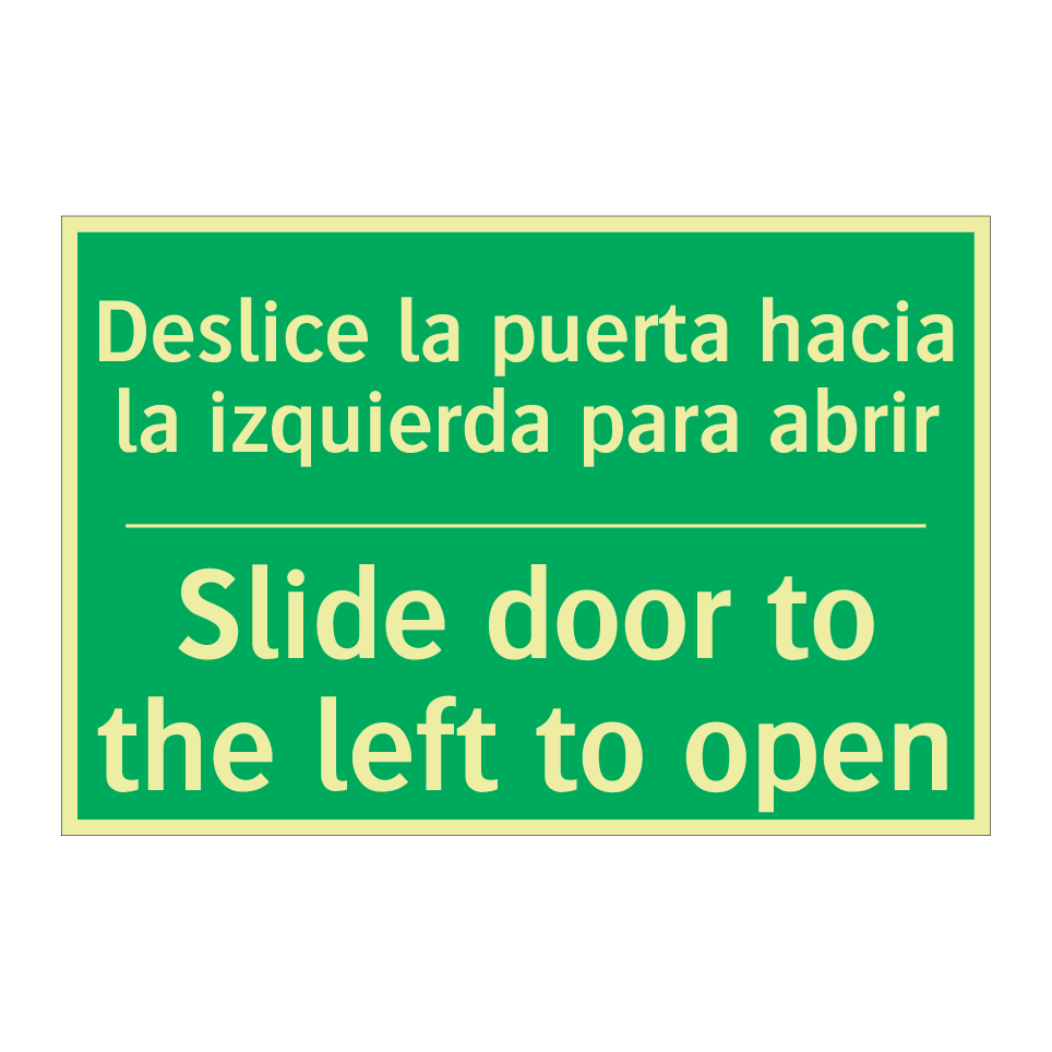 Deslice la puerta hacia la /.../ - Slide door to the left to open
