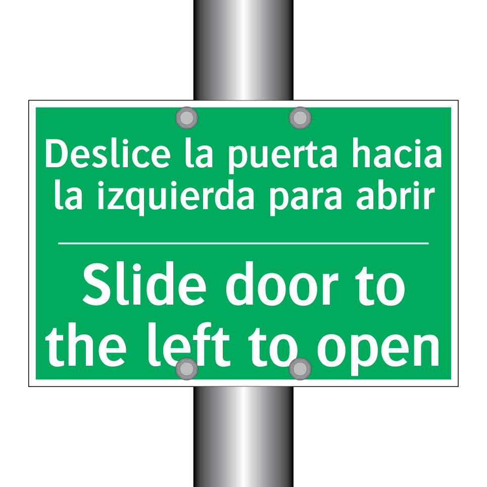 Deslice la puerta hacia la /.../ - Slide door to the left to open