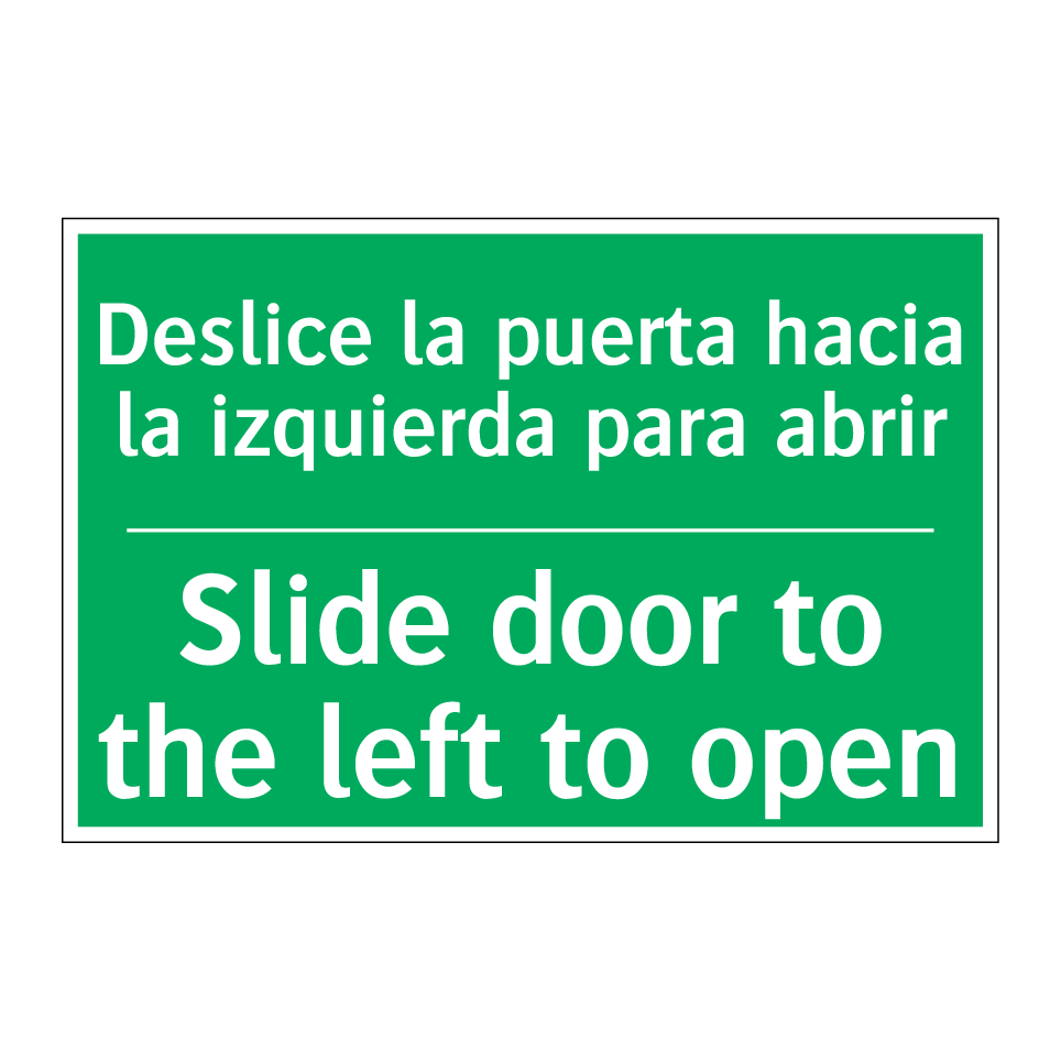 Deslice la puerta hacia la /.../ - Slide door to the left to open
