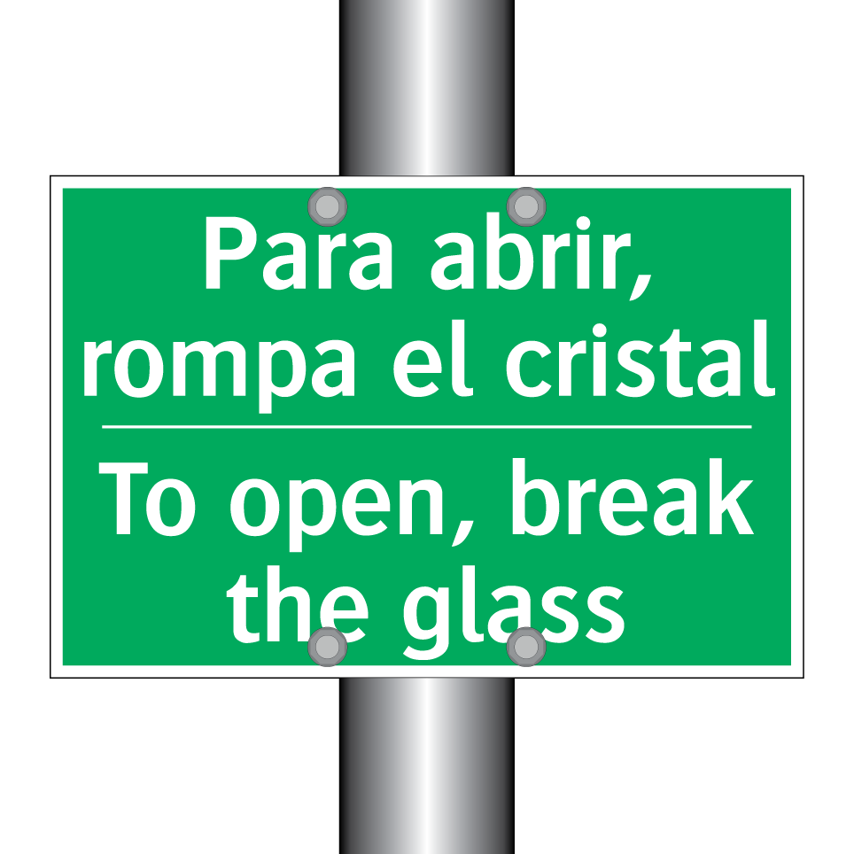 Para abrir, rompa el cristal - To open, break the glass