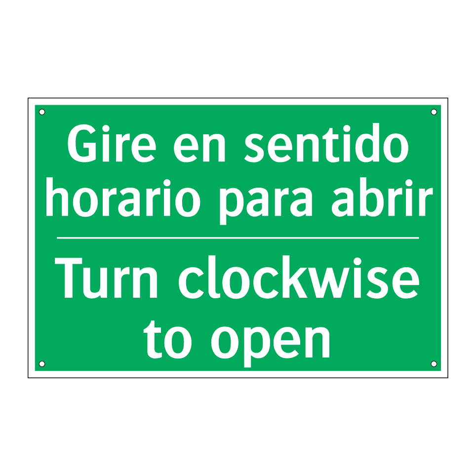 Gire en sentido horario para /.../ - Turn clockwise to open