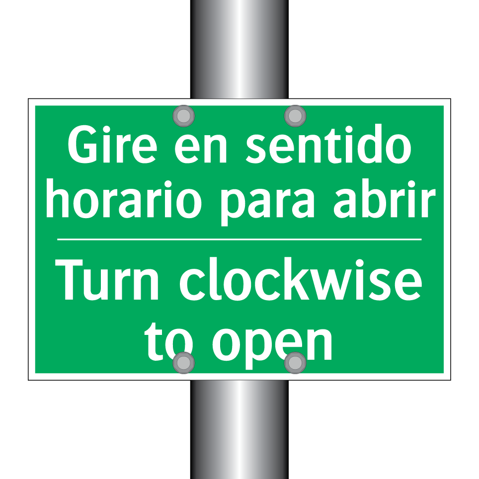 Gire en sentido horario para /.../ - Turn clockwise to open