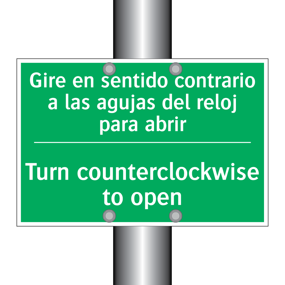 Gire en sentido contrario a /.../ - Turn counterclockwise to open