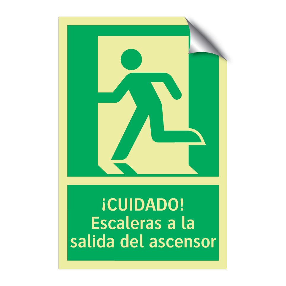 ¡CUIDADO! Escaleras a la salida del ascensor