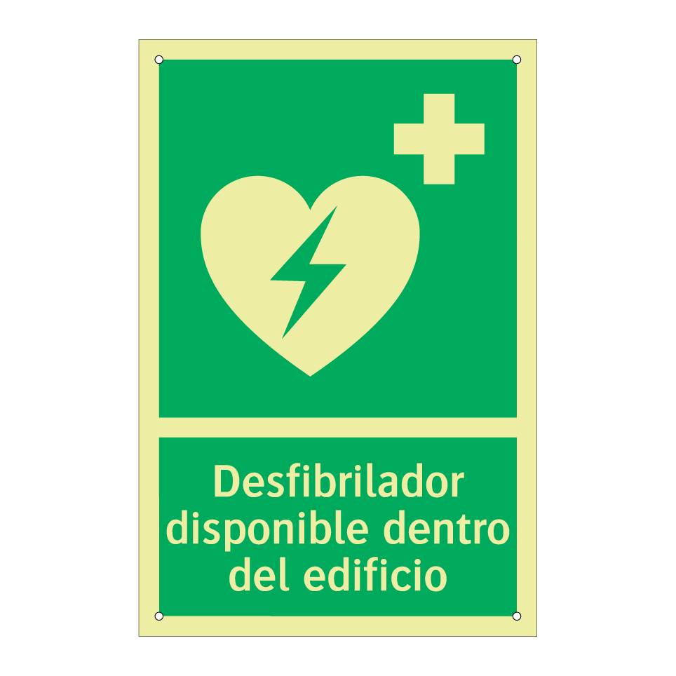 Desfibrilador disponible dentro del edificio