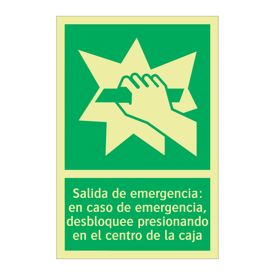 Salida de emergencia: en caso de emergencia, desbloquee presionando en el centro de la caja