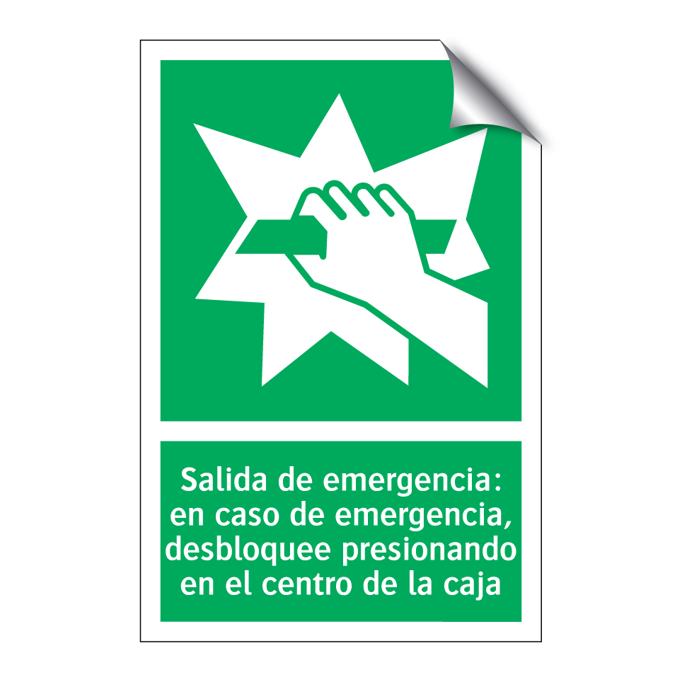 Salida de emergencia: en caso de emergencia, desbloquee presionando en el centro de la caja
