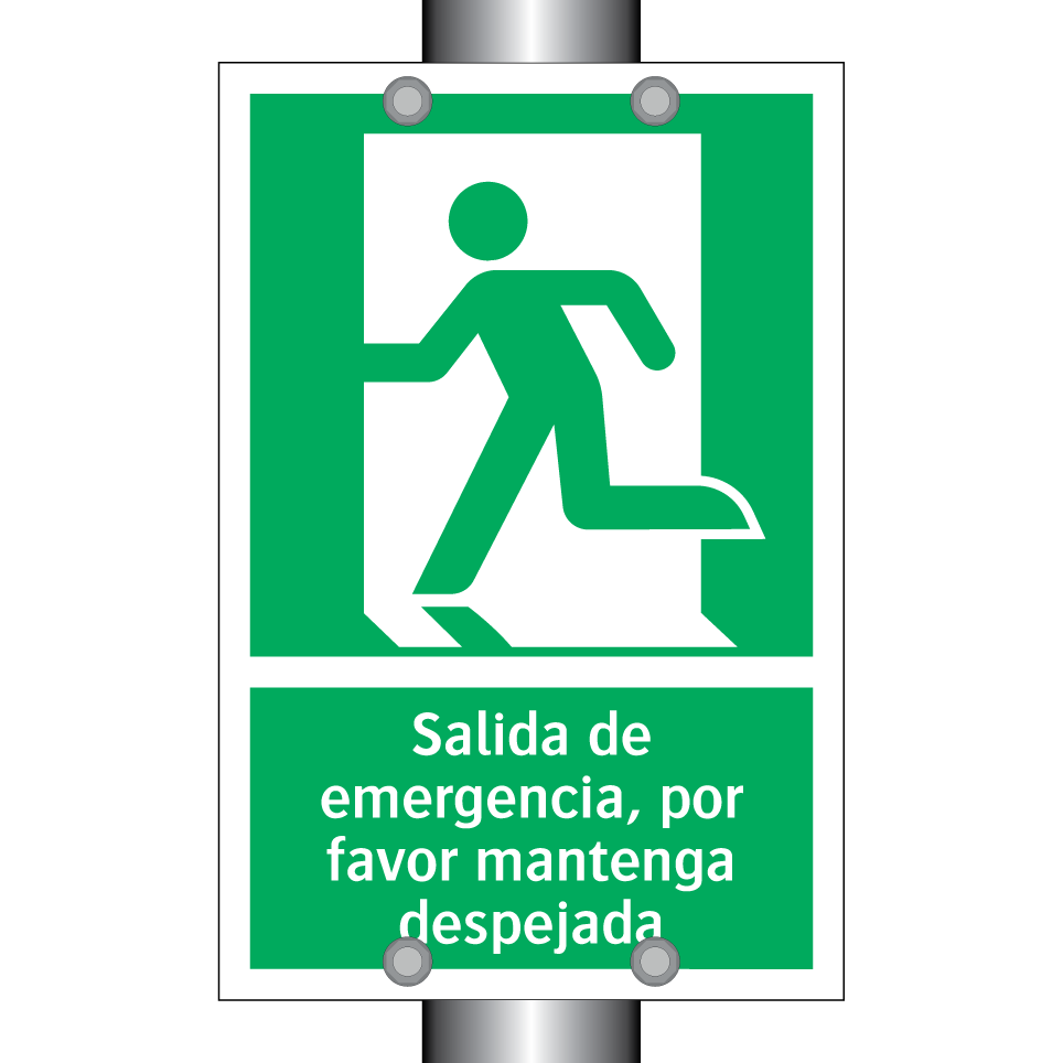 Salida de emergencia, por favor mantenga despejada